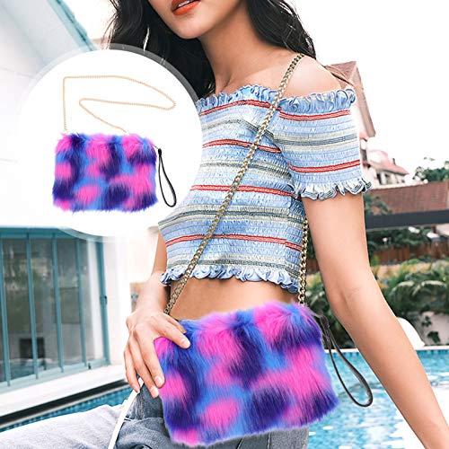 KESYOO Bolsa Feminina de Inverno Fuzzy Com Corrente Em Pele SintÃ©tica Macia Grande Balde Grande Bol