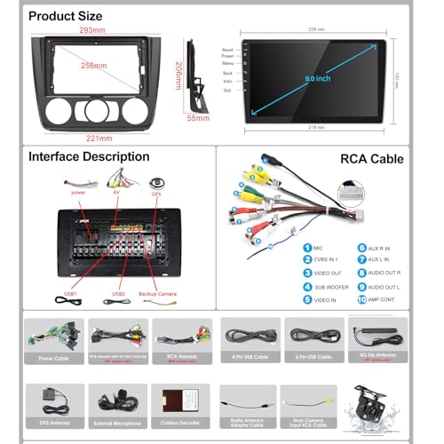 Radio coche para BMW Serie 1 E87 E81 E82 E88 con pantalla táctil de 9" y WiFi 5G potente 7