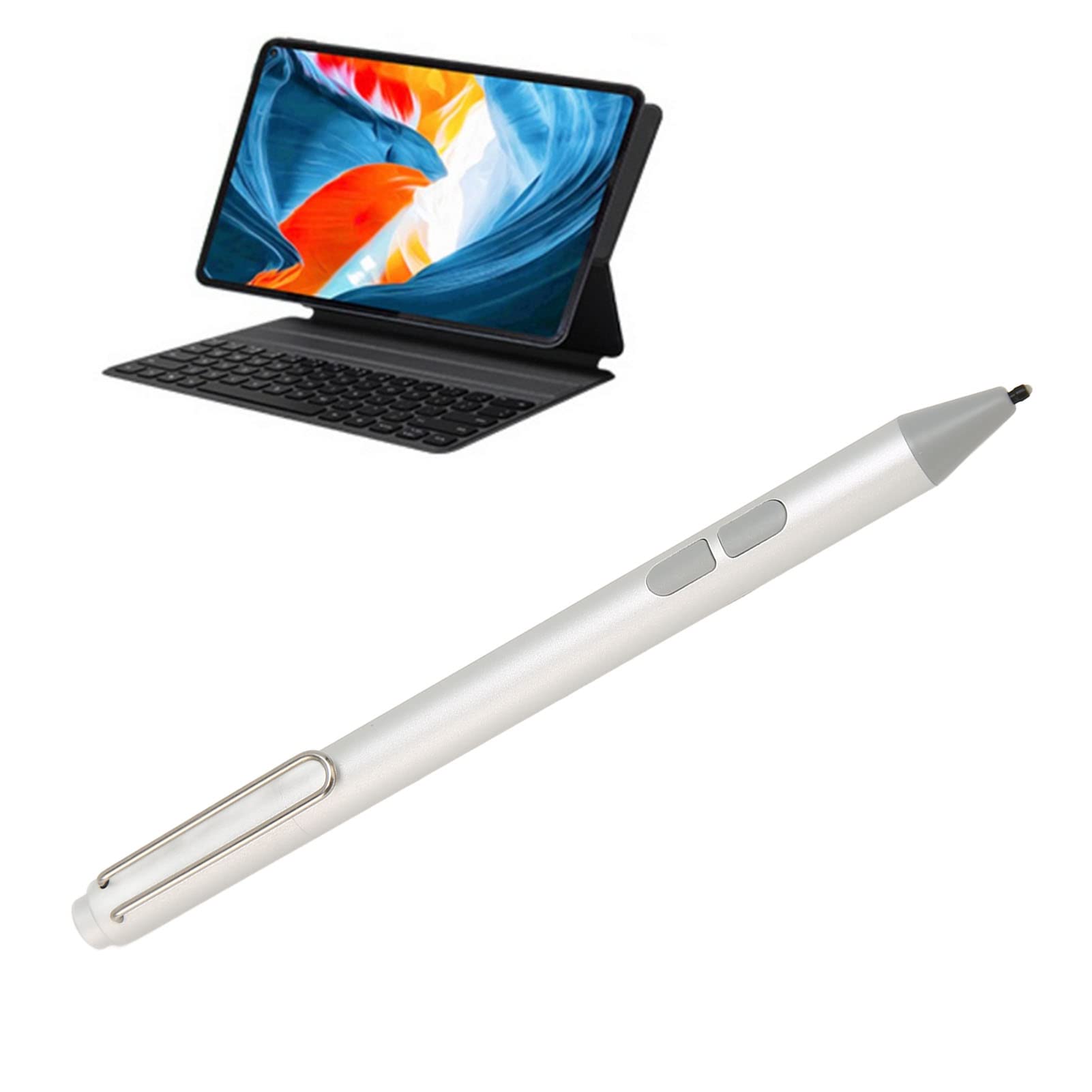 PUSOKEI Penna Stilo Capacitiva 4096 Livello di Pressione |Stilo Attivo per con Funzione di Inclinazione (SILVER)