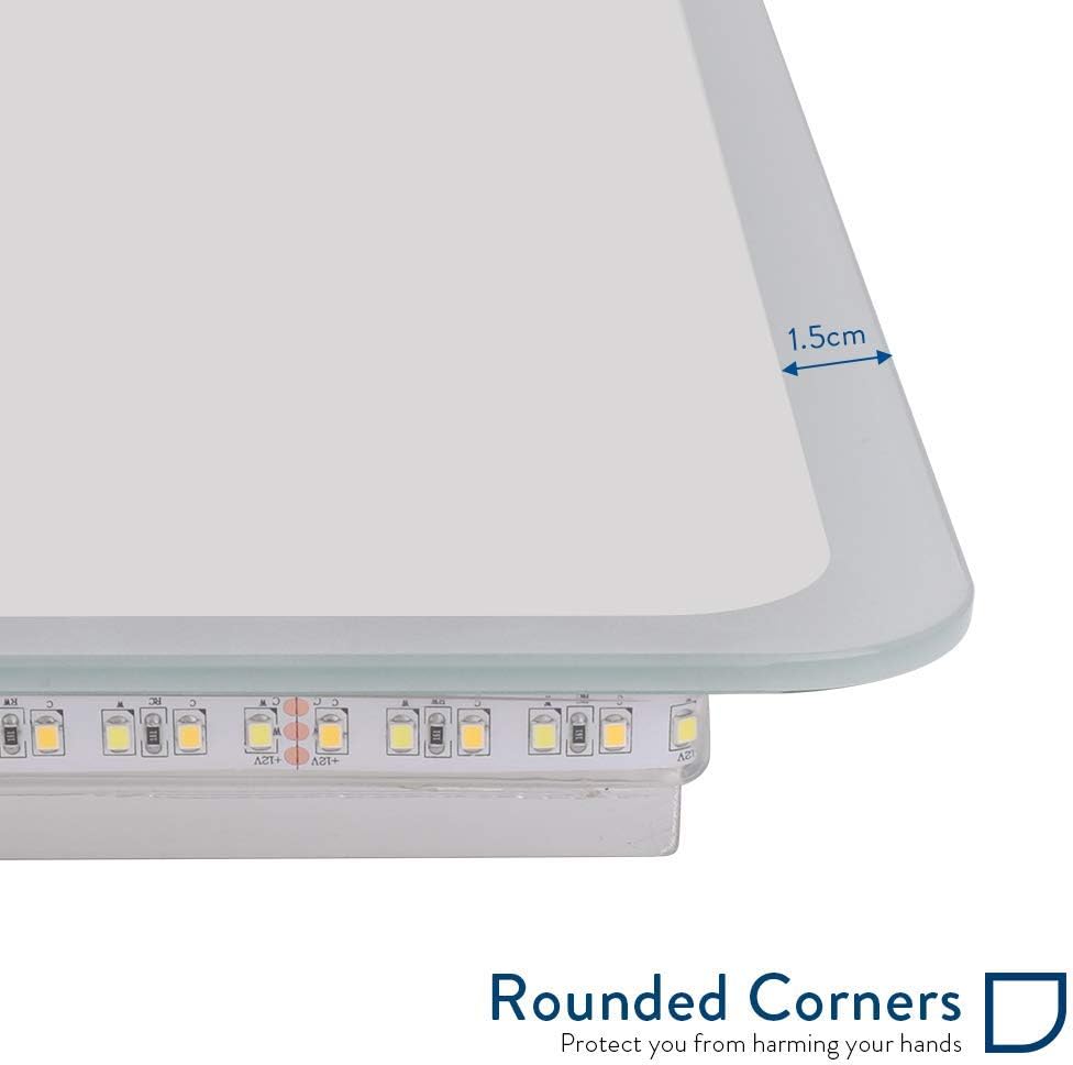 LED Bathroom 600 X 800MM Wall Mounted Lighted Makeup Mirror with Touch Sensor and Demister Pad Backlit Vanity Mirror for Shaving Hairdressing (600x800 MM)