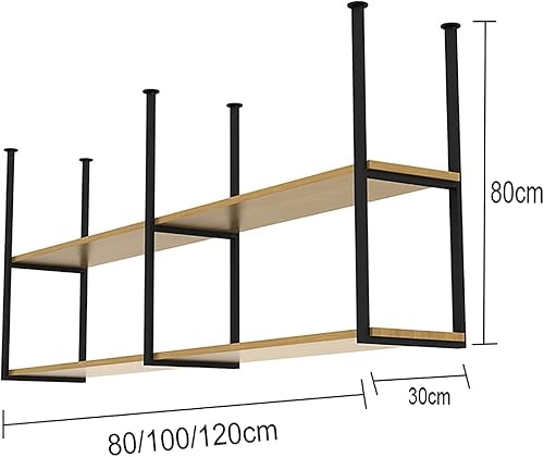 Miniatura 2 de Estantes Whftd Industrial Techo Flotantes, Estante Colgante Retro Metal Almacenaje para Plantas, Libros, Vajilla, Estante Decorativo. Longitud