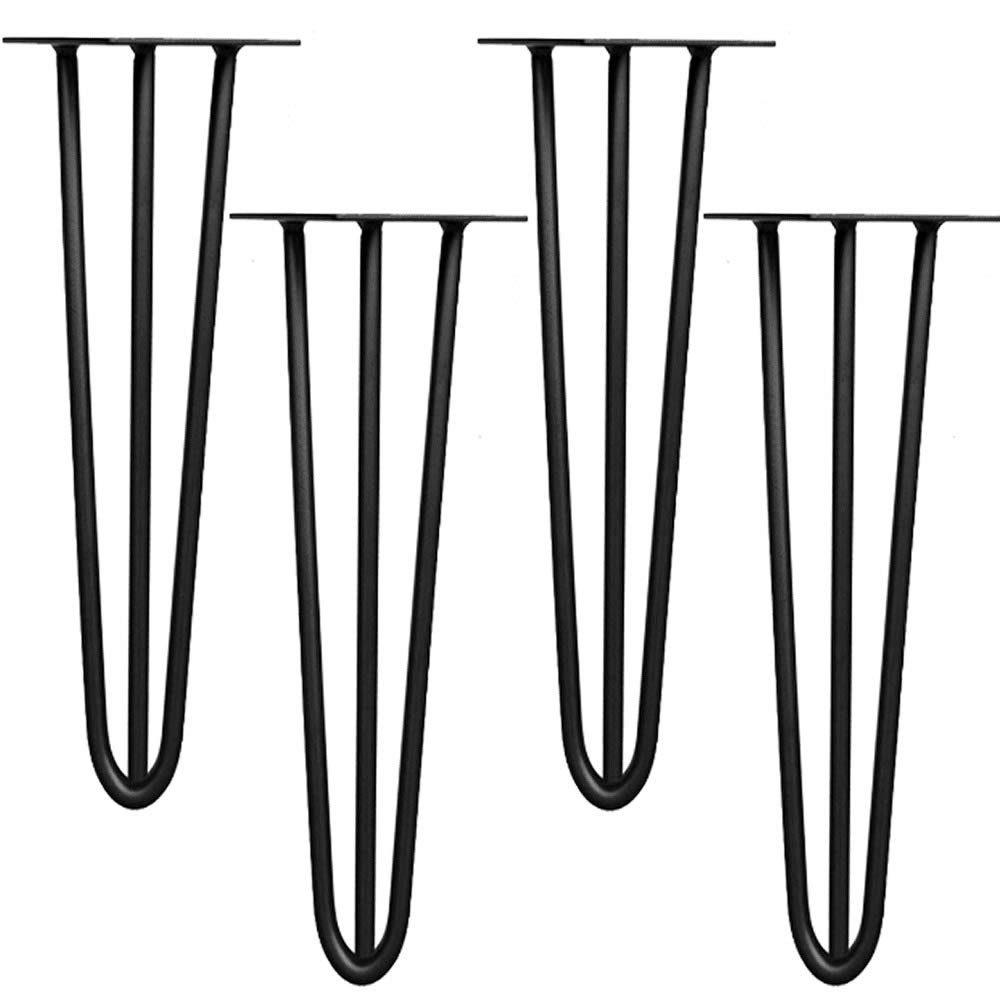 Melko Haarnadel Tischbeine 4er Set - 72 Cm Hoch Aus 12 Mm Stahl, Schwarz