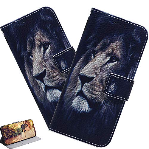 HMTECH Carcasa Galaxy J4 Plus 2018,Funda Samusng Galaxy J4 Plus 2018 Pintura de Dibujo Carcasa de Tipo Libro con Ranuras para Tarjetas de Soporte y Solapa con Cierre magnético Case,TX Lion