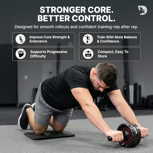 Image of DMoose Fitness Ab Roller Wheel for Core Strength Training - 3.2 Inch Dual-Wheel Ab Wheel Roller, 440lb Stainless Steel Shaft, Non-Slip EVA Handles, Abdominal Workout Equipment for Home Gym Men & Women