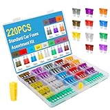 Giwiemi 220Pcs Standard Fuse Kit with 11 Sizes (2A - 40A) - Premium Car Fuses Assortment Kit, Ideal Automotive Fuses for Cars, Trucks & Motorcycles