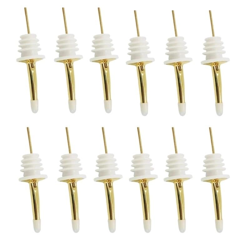 Verseur À Vin en Acier Inoxydable avec Capuchon De Protection, Bouchon De Bec Anti-Goutte, Ensemble D'accessoires for Vin De Bar(12 pcs White Gold)