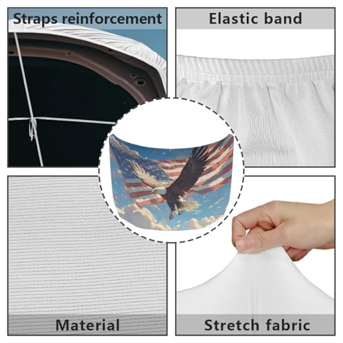 Image of American Flag Sky Eagle Design Car Hood Cover Protector Car Hood Flag 4th of July Patriotic Decorations Waterproof Sun-Proof Stretchable Automotive Exterior Accessories