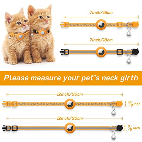 Pacote com 2 Airtag Coleira de gato com sino, coleira refletiva para gatinho com suporte de coleira