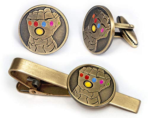 Infinity Gauntlet Tie Clip, Avengers Thanos Cufflinks, Marvel Iron Man Jewelry, Ironman Tie Tack Geek Gifts, Minimalist Superhero Captain America Cuff Links Wedding Party Groomsmen Gift