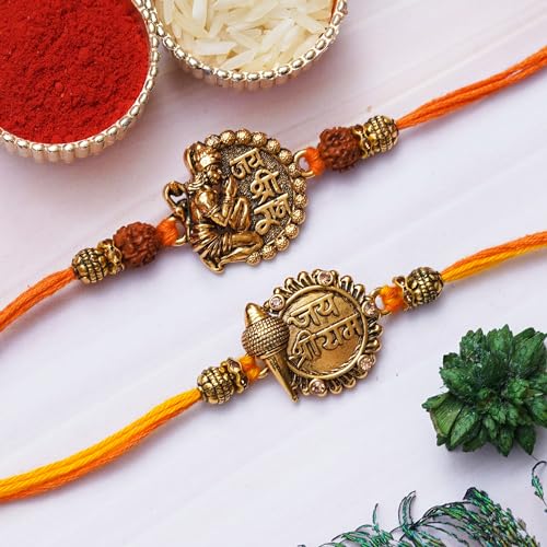 Image of eCraftIndia Set of 2 Purple Floral & Pearl Designer Rakhis with Roli Chawal Pack