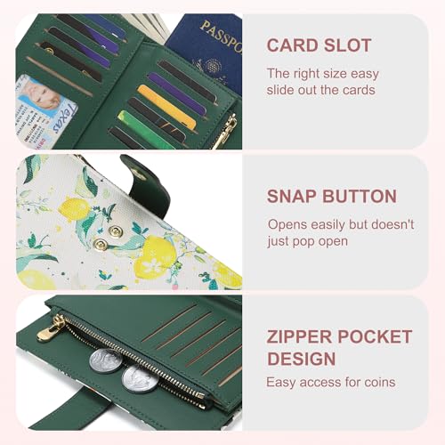 Image of yiijay Womens Wallet RFID Blocking Vegan Leather Trifold Clutch Credit Card Holder Ladies Travel Wallet Purse with Pen Holder, 2Lemon, 6.3 x 4.1 x 1.3 inches, Rfid Wallet