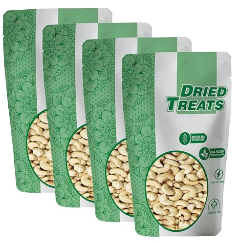 Image of Dried Treats Kaju (Cashew) 800 Grams (200 Grams X 4) for All Ages | High in Protein and Boosts Energy and Build Immunity | Healthy Nutritious Cashew Nut | Delicious Vegan & Crunchy Kaju Nut for Cooking and Raw Eating
