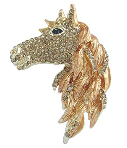 Image of Art Style 2.76 inch Horse Brooch Pin Pendant Rhinestone Crystal BZ6535