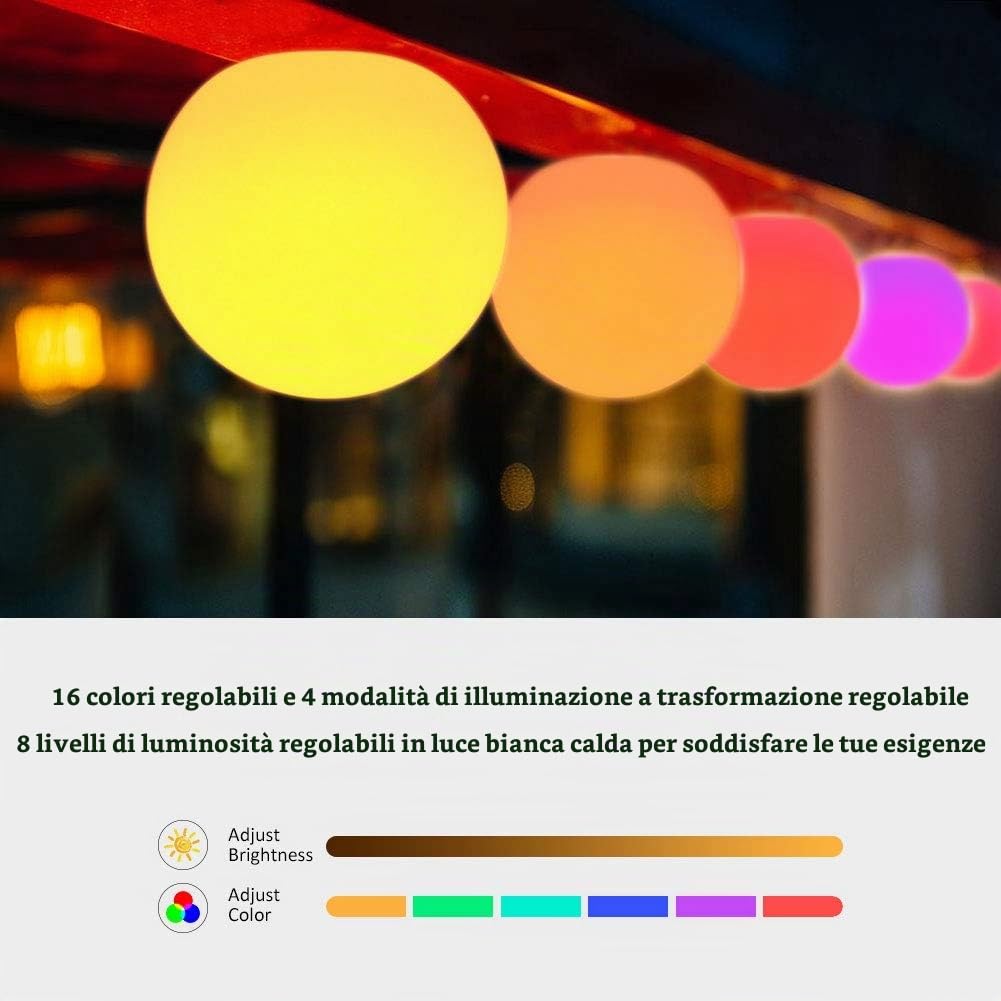 Garosa Luce a Sfera LED Ricaricabile con Telecomando e Controllo Tattile, 16 Colori RGB, Illuminazione Decorativa per Interni, Lampada da Tavolo Moderna, Ideale per Feste e Relax