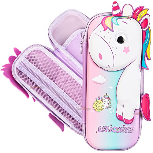 Image of Zest 4 Toyz Unicorn Pouch for Girls Pencil Box 3D Cute Pencil Pouch School Supplies Stationary Items Pencil Case Multi-Purpose Stationery Organizer Gifts Birthday (Pack of 1) Random Color