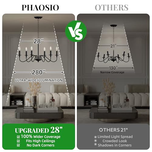 Image of 6-Light Farmhouse Chandelier, Industrial Black Ceiling Light Fixture with Rustic, Adjustable Hanging Height,for Island, Dining Room, Living Room, Entryway