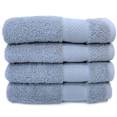 Sue Rossi Juego de 4 toallas de invitados de algodón turco orgánico, paquete de cocina o baño, tamaño 30 cm x 50 cm, toalla suave, esponjosa y absorbente de 600 g/m² (gris plateado, 4)