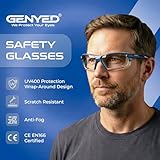 GENYED Safety Glasses CE EN166 certified with Foam Gasket, Anti Fog Scratch Resistant UV400 Protection, Wrap-Around Lenses, Safety Goggles, Protective Eyewear - Image 2