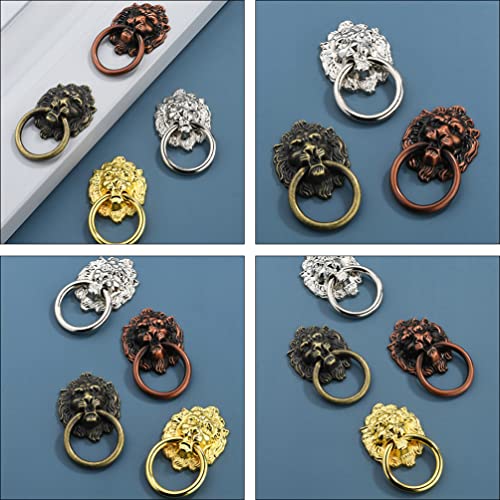 Retro Löwenkopf Türklopfer: 5 Stücke Vintage Legierung Löwen Türgriff Silber Tigerkopf Vordere Türgriff Knopf Für Home Gate Pull Griffe Ringe