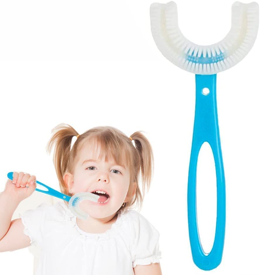 Kids U-Shaped Toothbrush Food Grade Soft Silicone Brush Head, Manual Toothbrush 360? Oral Teeth Cleaning Tools, Children Infant Toothbrush For 2-8 Years (Pink, Blue Pack 2)-image-33