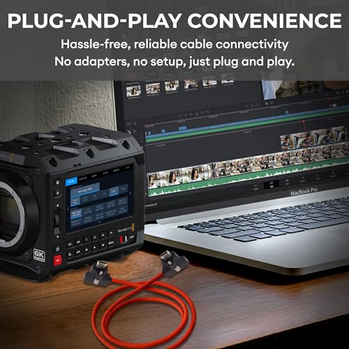 Image of XLCS Locking EVF Cable for Blackmagic Pyxis and URSA Cine 12K - USB-C 3.1 /3.2-20Gbps - 100W Power - Secure Lock - High-Speed Pyxis Monitor Cable - Durable and Reliable (80cm (32 inch) - RED)