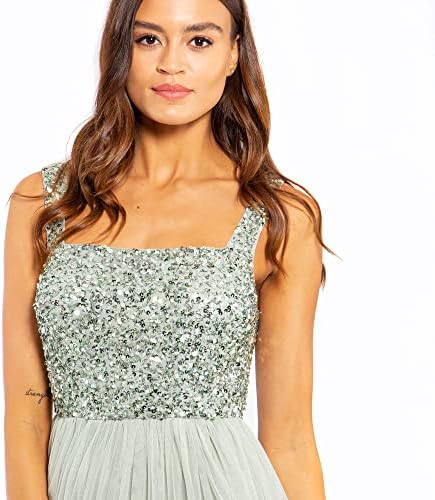 Maya Deluxe Women's Maya Green Lily Strappy Delicate Sequin Maxi Dress  Bridesmaid, 16: Buy Online at Best Price in UAE - Amazon.ae