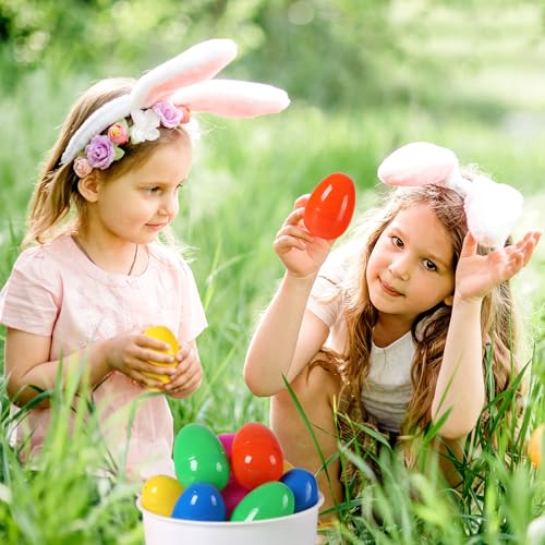 Image of 12Pcs Plastic Bright Easter Eggs Assortment, 3.15'' Fillable Easter Eggs Empty Bulk, Perfect for Easter Egg Hunt /Surprise Egg (Pack of 3)