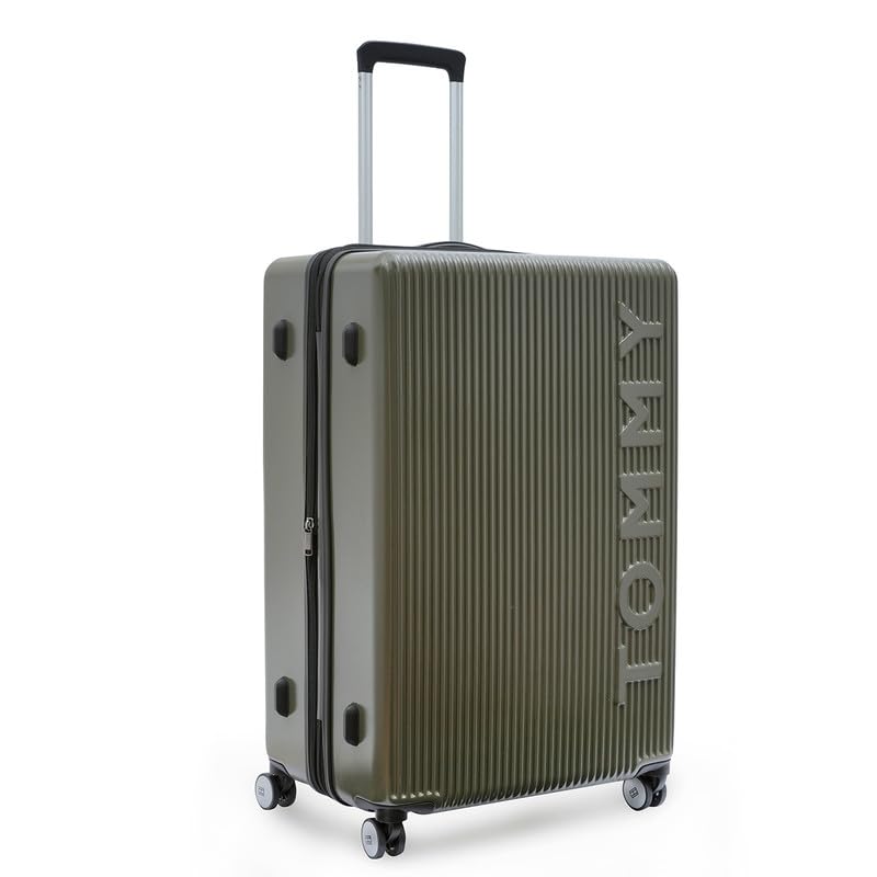 Image of TOMMY HILFIGER Trolley, Olive Green, Empire Plus, 63L | Big Suitcase for Travel, Travelling Luggage, Check-in Luggage