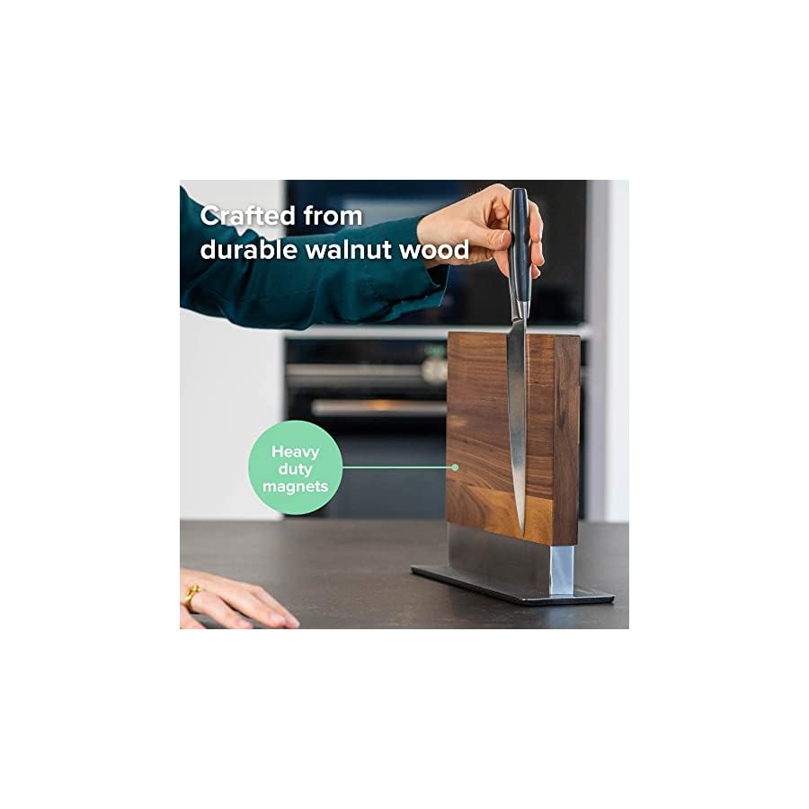 Coninx-Magnetic-Knife-Holder-Magnetic-Knife-Block-Double-Sided-with-Strong-Magnets-Kitchen-Knives-Magnet-Wooden-Knife-Holder-Knife-Block-without-Knives-Magnetic-Knife-Stand-Walnut-Wood Coninx Magnetic Knife Holder - Magnetic Knife Block Double Sided with Strong Magnets - Kitchen Knives Magnet - Wooden Knife Holder - Knife Block without Knives - Magnetic Knife Stand (Walnut Wood)
