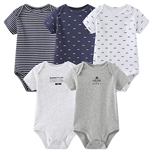 Image of Chamie Newborn Baby Bodysuit 5-Pack Short Sleeve Baby Clothes for Boys and Girls