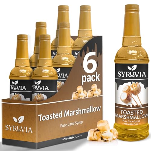 Toasted Marshmallow Syrup by Syruvia 6-Pack, 25.4 fl oz, Wholesale Coffee Syrup Shops, Cafes...