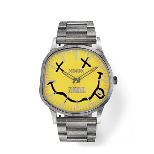 NIXON Reloj de pulsera Nirvana Sentry Wobble, esfera amarilla, caja y pulsera de acero inoxidable, amarillo