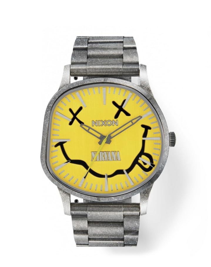 NIXON Reloj de pulsera Nirvana Sentry Wobble, esfera amarilla, caja y pulsera de acero inoxidable, amari