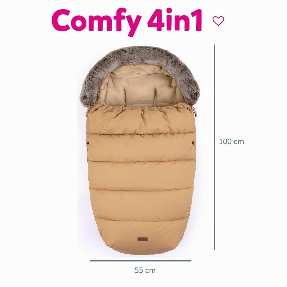 Petite&Mars COMFY - Sacco nanna 4 in 1 per passeggino, per passeggino, sacco nanna invernale, impermeabile, antivento (elegante caramello)