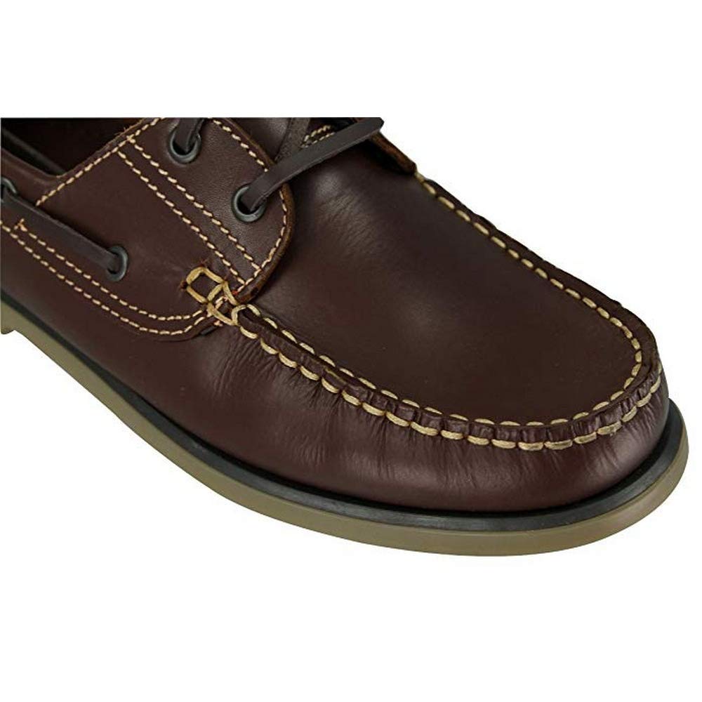 Dek Scarpe da barca in pelle marrone navy con lacci per Uomo