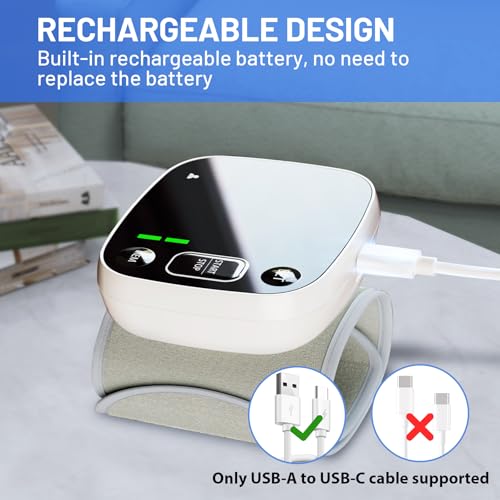 Blood Pressure Monitor Rechargeable Blood Pressure Monitors for Home Use Adjustable Automatic Wrist Cuff Voice Broadcast 2 * 120 Reading Memory for 2 Users with Carrying Case - Image 7