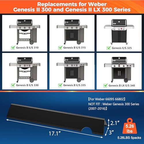 QuliMetal Aromaschienen für Weber Genesis II/LX 300, passend für Genesis II E310, II E315, II E335 (ab 2017), 43,2 cm aus porzellanemailliertem Stahl, Ersatz für Weber 66795, 66032 2