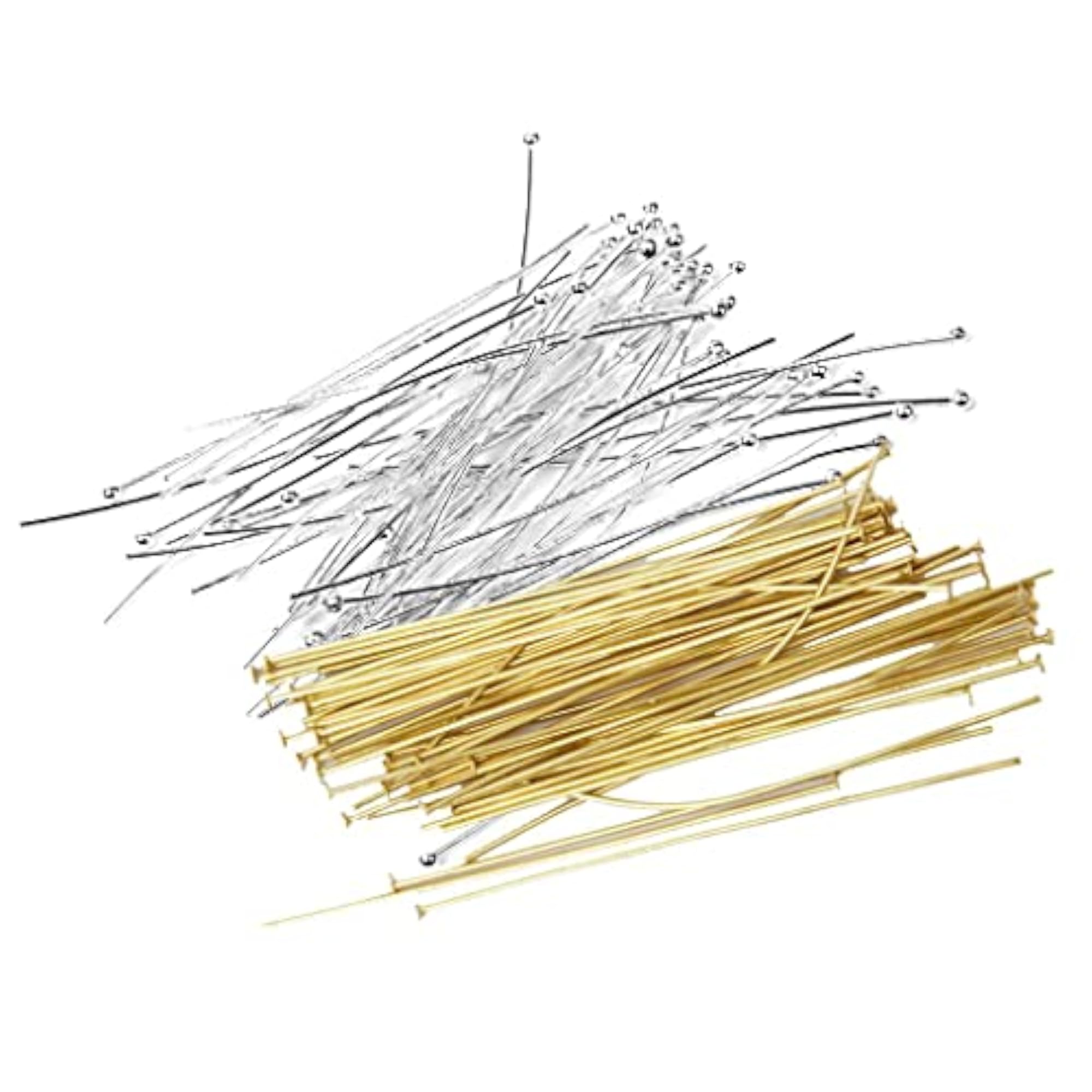 100 Gold & Silver Plated Single Dot Ball Head Pins for Crafts