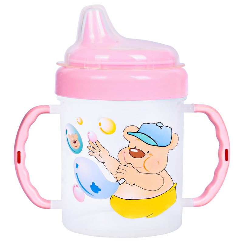 Baby Sipper Cup with Hard Spout and Handles – Spill-Resistant Training Cup for Toddlers | BPA-Free | Easy Grip Drinking Cup with Cute Bear Print