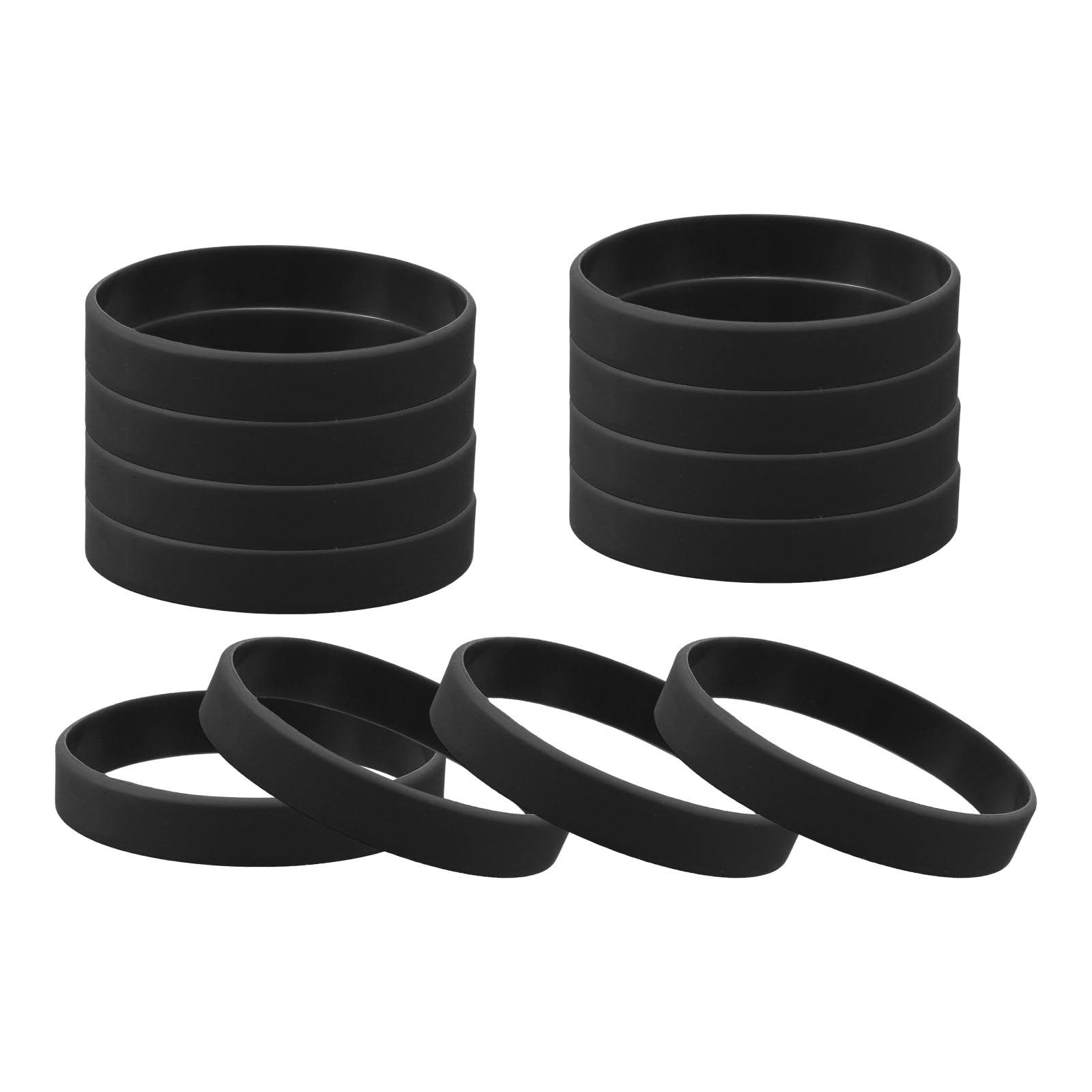 sourcing map 12 Pcs Rubber Bracelets, Unisex Silicone Bracelet Colored Elastic Sports Wristbands for Adults Teen Sports Team Games Parties Fashion Decorations, Black
