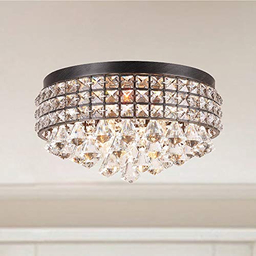 Jolie Iron Shade Crystal Flush Mount Chandelier - Thumbnail 5