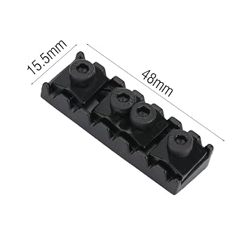 VGEBY 7 String Locking Nut, 48mm Electric Guitar Parts String Nut, Black Zinc Alloy, Slotted, 1 Piece