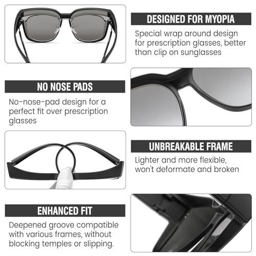 Image of DUCO Fit Over Sunglasses for Men Women Wear Over Glasses Retro Wrap Around Polarized Sun Glasses UV400 Protection DC8981