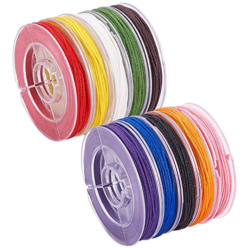 PH PandaHall 10 Color 0.8mm Chinese Knotting Cord Braided Nylon Beading Cord Nylon Kumihimo Macrame Thread String, for Beading Jewelry Making, 75 Yards Totally