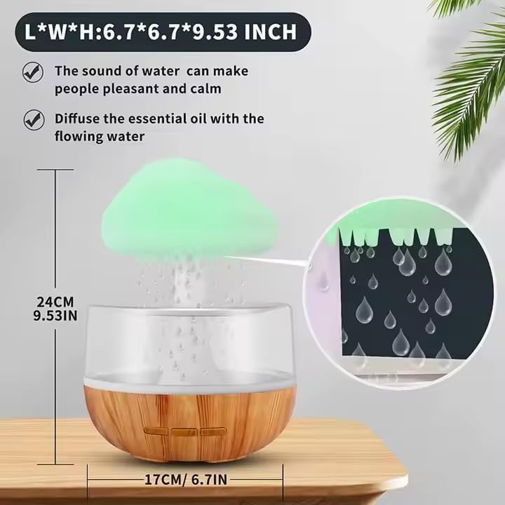 White Noise humidifier with Rainbow Mushroom Cloud, Raindrops, USB Powered Aromatherapy, Sleeping Night Light for Home and Hotels
