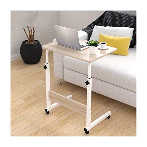 Mesa de ordenador portátil para encima de la cama, altura ajustable, escritorio de regazo con ruedas para dormitorio, salón, aula, mesita de noche con ruedas para cama A
