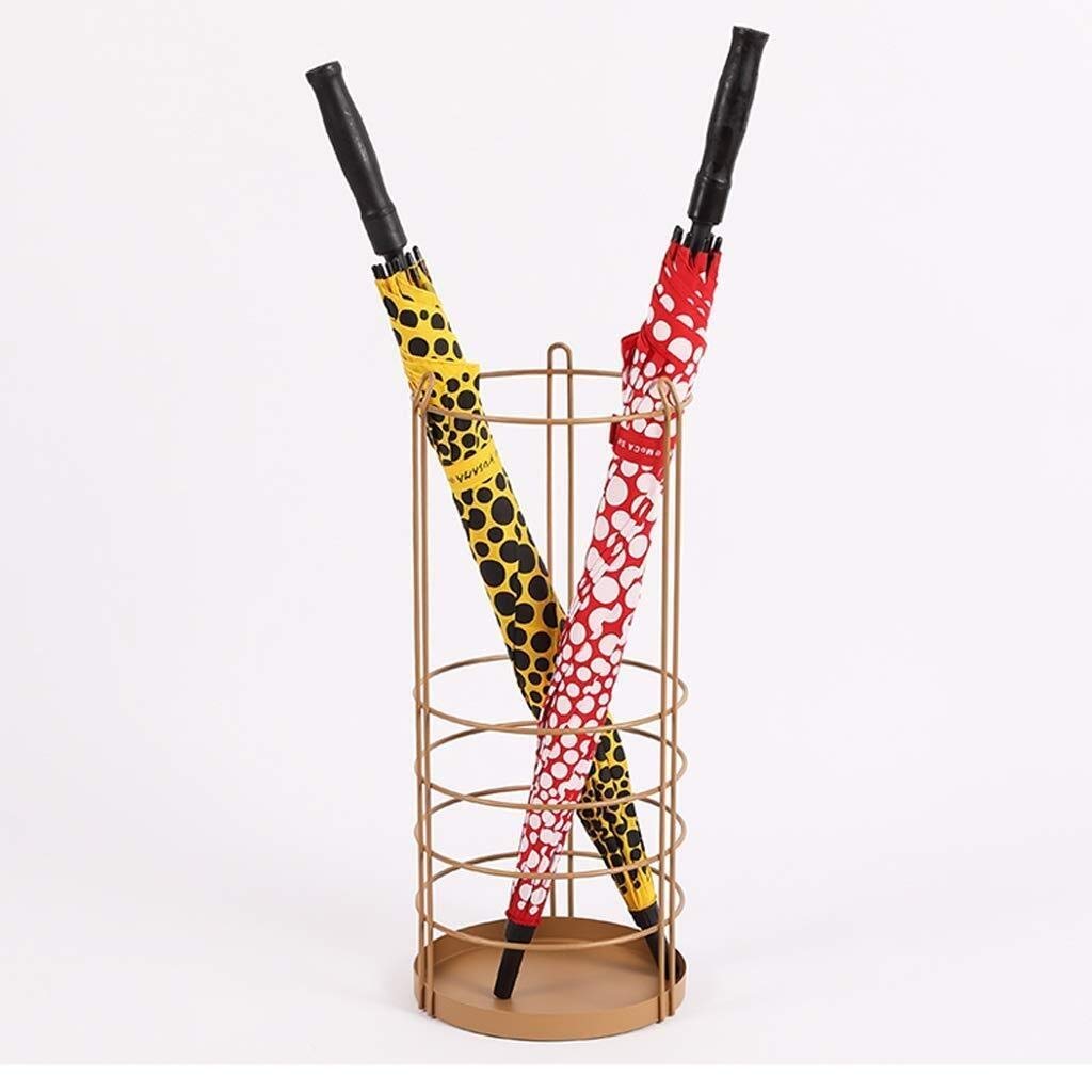 Porte-parapluie design rond en fer forgé doré MiroDo pour l'entrée