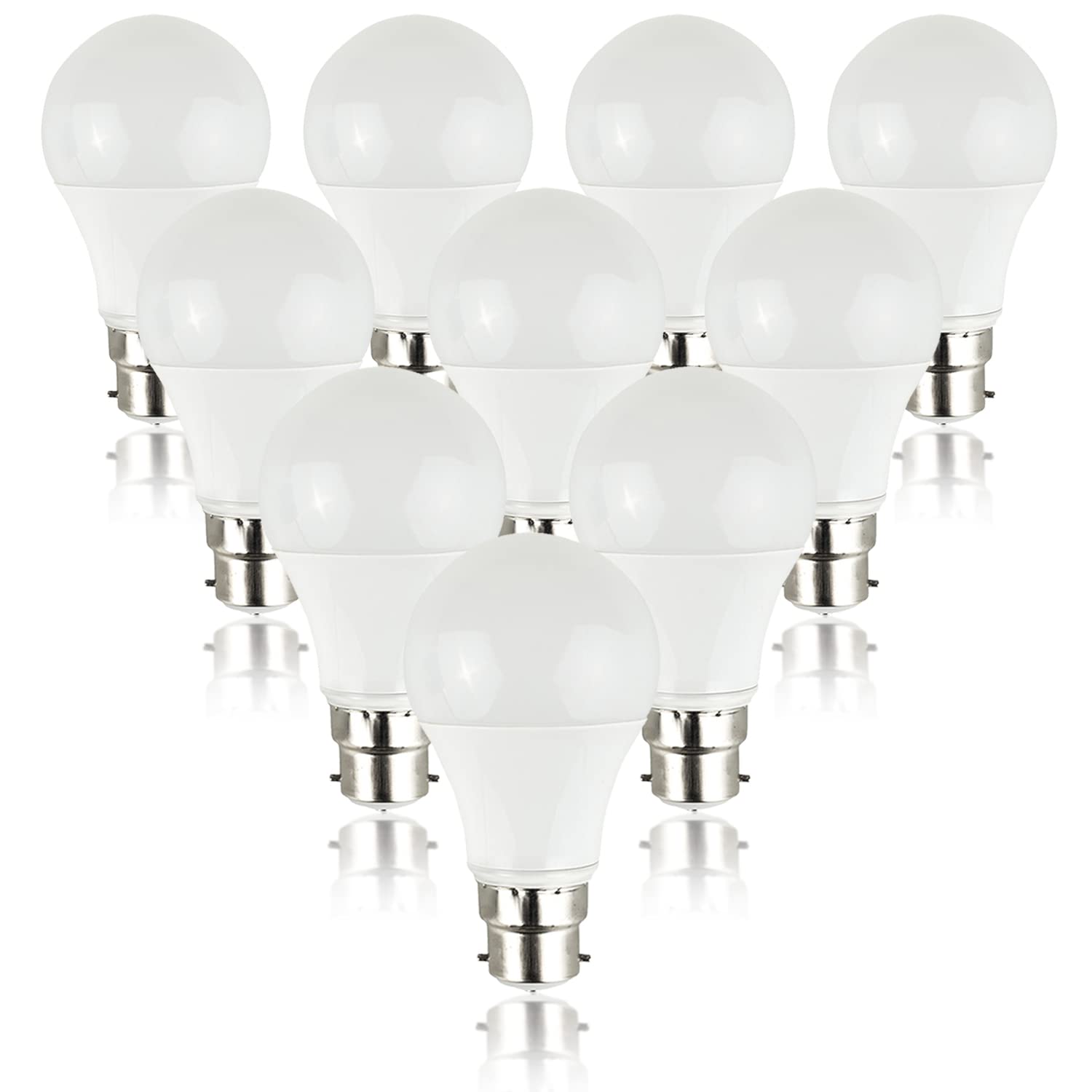 Valuelights White B22 Pack Of 10 6W Standard Cool Led Bulbs