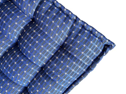 Image of Adim's Traditional Indian Premium Blue Gadda Box Mattress, 6.5 x 6 Feet | Medium Firm, Cotton Quilt, Handcrafted, Floor Bedding