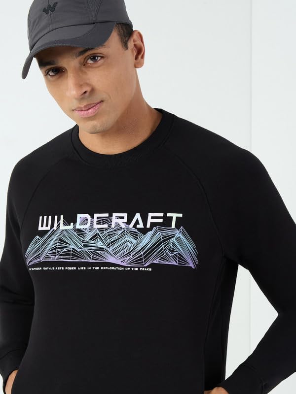 Image of Wildcraft Men Cotton Blend Sweat Shirt | Sweatshirt for Mens | Regular Fit |